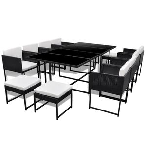 vidaXL Ensemble &agrave; manger d'ext&eacute;rieur 13 pcs coussins R&eacute;sine tress&eacute;e