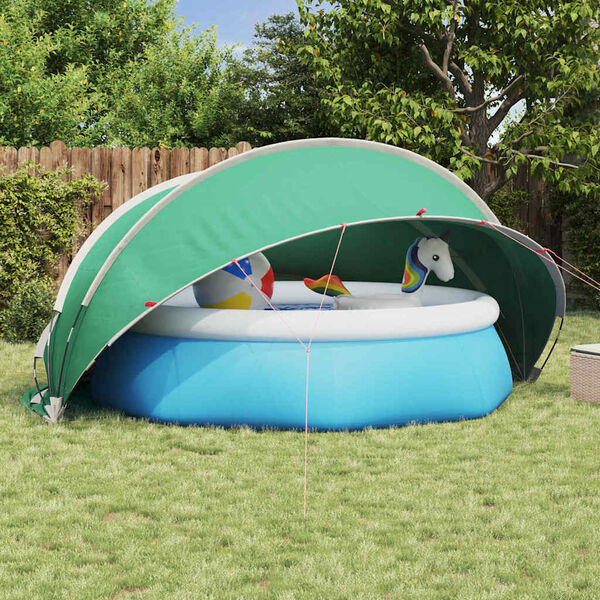 vidaXL D&ocirc;me de piscine Vert 405 x 405 x 192 cm