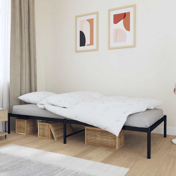 vidaXL Cadre de lit m&eacute;tal sans matelas noir 90x200 cm
