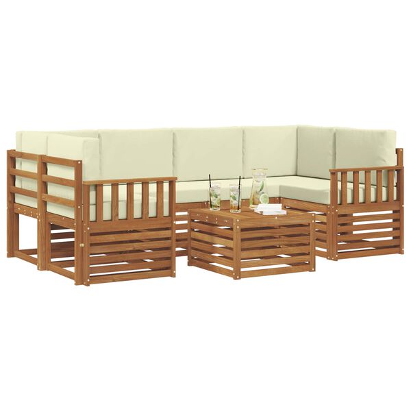 vidaXL Ensemble de canap&eacute;s d'ext&eacute;rieur 7 pcs Naturel et Cr&egrave;me