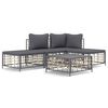 vidaXL Salon de jardin 5 pcs avec coussins anthracite r&eacute;sine tress&eacute;e