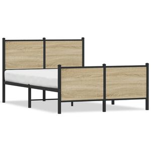 vidaXL Cadre de lit en m&eacute;tal sans matelas ch&ecirc;ne sonoma 120x190 cm