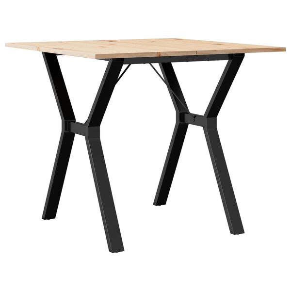 vidaXL Table &agrave; manger cadre en Y 90x90x75 cm bois de pin massif acier