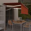 vidaXL Auvent manuel r&eacute;tractable et store et LED 4,5x3 m Orange/marron