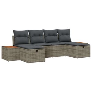 vidaXL Ensemble de canap&eacute; de jardin 6 pc Gris polyrotin