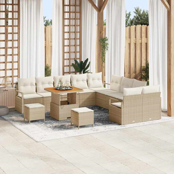 vidaXL Ensemble de canap&eacute; de jardin 13 pcs Beige Poly rotin