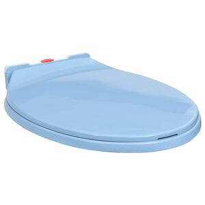 vidaXL Si&egrave;ge de toilette &agrave; fermeture en douceur Bleu Ovale