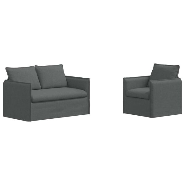 vidaXL Ensemble de Canap&eacute;s 2 pcs Gris fonc&eacute; 196 x 82 x 85 cm tissu