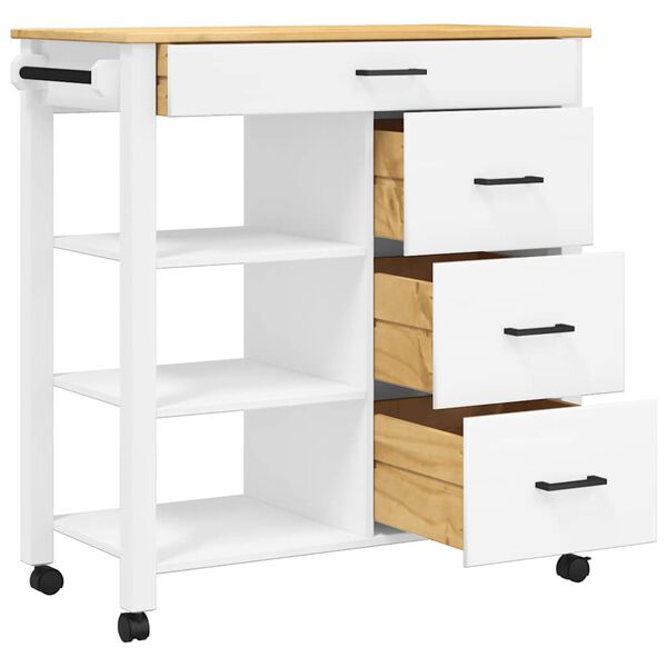 vidaXL Chariot de cuisine MONZA 84x40x88,5 cm bois massif de pin