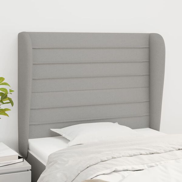 vidaXL T&ecirc;te de lit avec oreilles Gris clair 103x23x118/128 cm Tissu