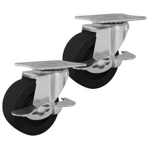 vidaXL Roulettes 2 pi&egrave;ces Noir et argent&eacute; 50,7 x 50,7 x 24,4 mm