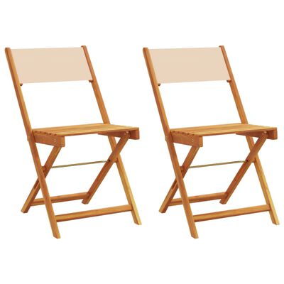 vidaXL Chaises de bistrot lot de 2 beige bois d'acacia massif et tissu