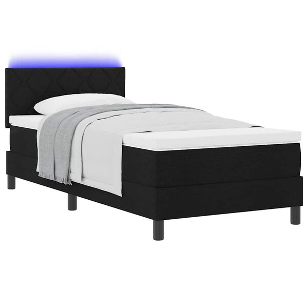 vidaXL Lit &agrave; ressorts avec matelas avec LED Noir 90 x 190 cm tissu