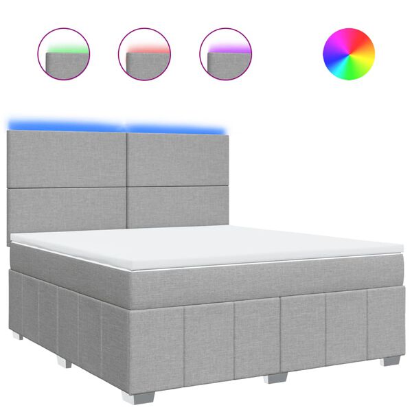 vidaXL Sommier &agrave; lattes de lit avec matelas Gris clair 180x200cm Tissu