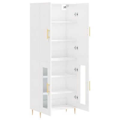 vidaXL Buffet haut Blanc brillant 69,5x34x180 cm Bois d'ingénierie