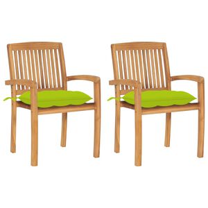 vidaXL Chaises de jardin lot de 2 avec coussins vert vif Teck massif