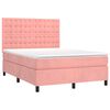 vidaXL Sommier &agrave; lattes de lit matelas et LED Rose 140x190 cm Velours