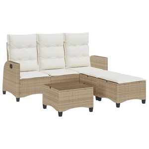 vidaXL Salon de jardin avec coussins forme de L 3 pcs beige polyrotin