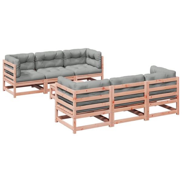 vidaXL Salon de jardin 7 pcs et coussins bois massif sapin de douglas