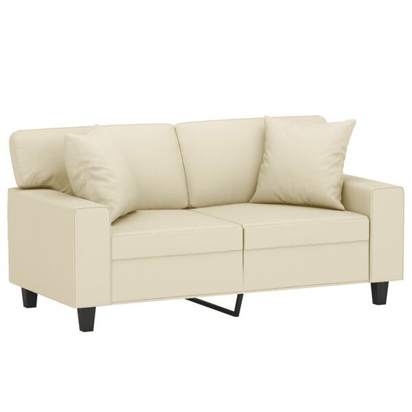 vidaXL Canap&eacute; 2 places avec oreillers cr&egrave;me 120 cm similicuir