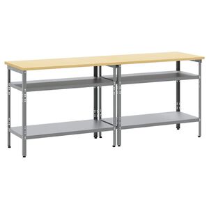 vidaXL Ensemble d'&eacute;tabli 2 pc Beige et gris Acier enduit de poudre
