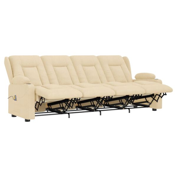 vidaXL Fauteuil de massage inclinable et porte-gobelets 4 places crème