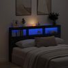 vidaXL Armoire t&ecirc;te de lit avec LED ch&ecirc;ne noir 180x17x102 cm