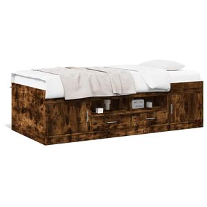 vidaXL Lit de jour avec tiroirs sans matelas ch&ecirc;ne fum&eacute; 100x200 cm