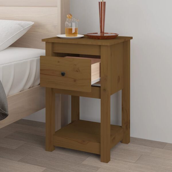 vidaXL Tables de chevet 2 pcs Marron miel 40x35x61,5 cm Pin solide