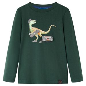 vidaXL T-shirt enfants &agrave; manches longues vert fonc&eacute; 92