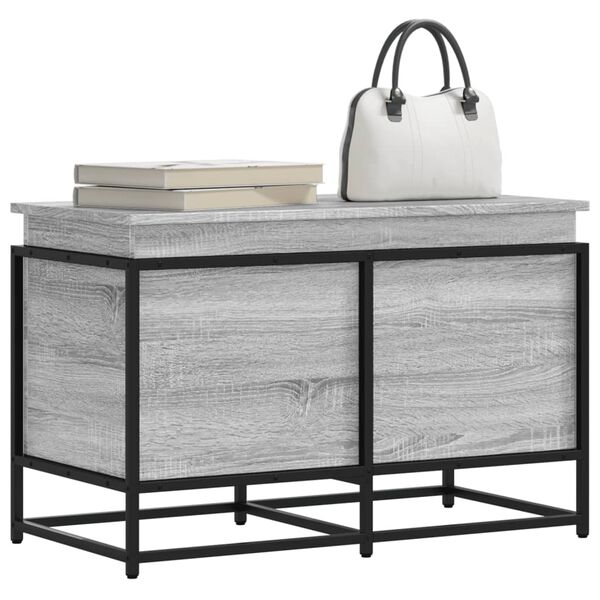 vidaXL Bo&icirc;te de rangement avec couvercle sonoma gris bois d'ing&eacute;nierie