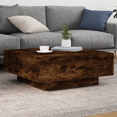 vidaXL Table basse avec lumières LED chêne fumé 80x80x31 cm