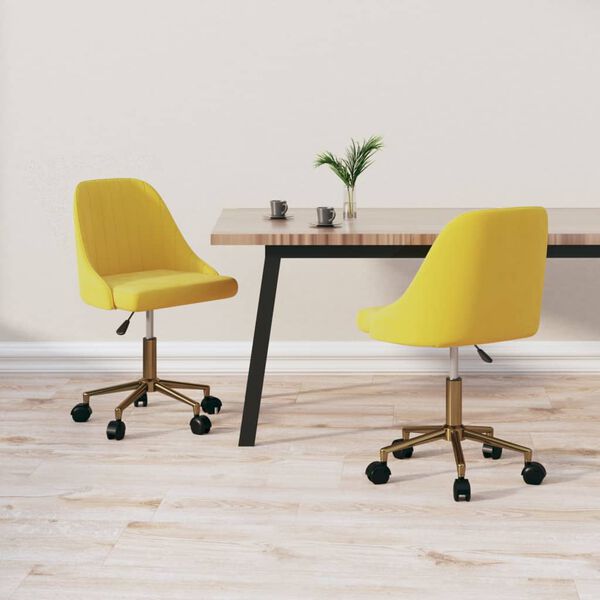 vidaXL Chaises pivotantes &agrave; manger lot de 2 jaune velours