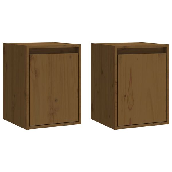 vidaXL Armoires murales 2 pcs Marron miel 30x30x40 cm Pin massif