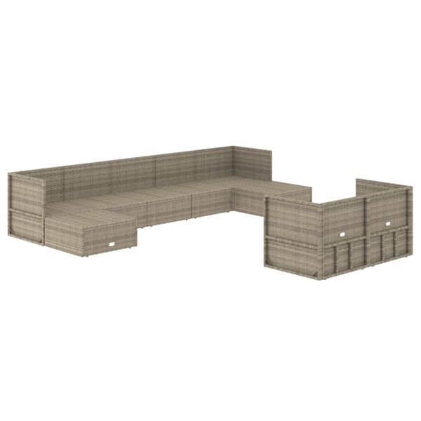 vidaXL Salon de jardin 9 pcs avec coussins Gris R&eacute;sine tress&eacute;e