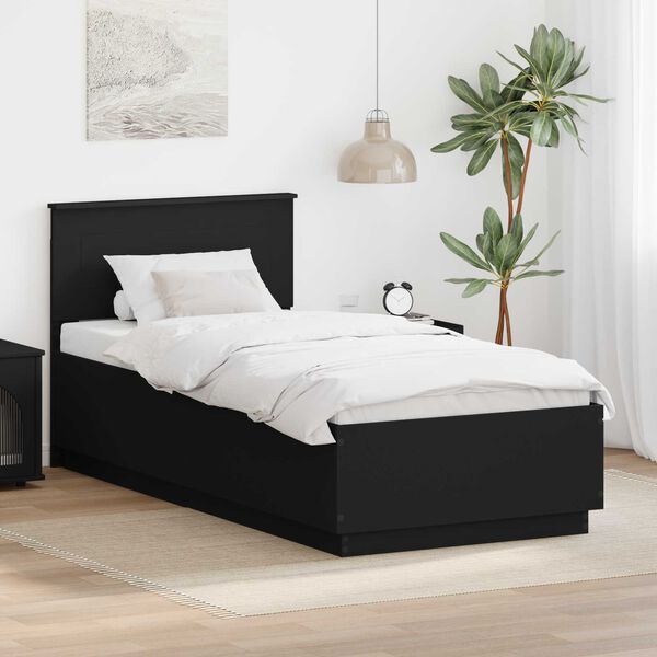 vidaXL Cadre de lit Noir 70 x 190 cm Bois d'ing&eacute;nierie