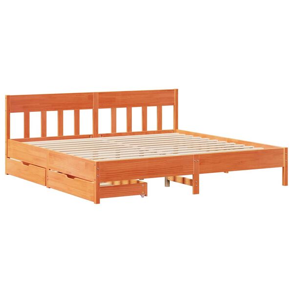 vidaXL Cadre de lit sans matelas cire marron 200x200cm bois pin massif