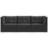 vidaXL Salon de jardin 3 pcs avec coussins Noir R&eacute;sine tress&eacute;e