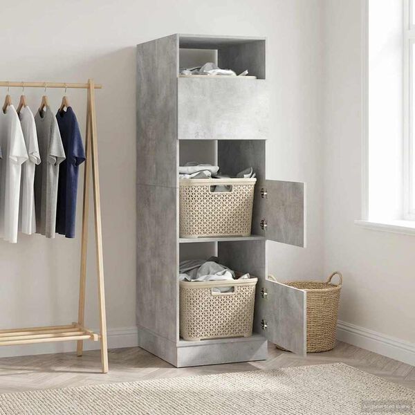 vidaXL Armoire &agrave; Laver B&eacute;ton 50 x 68 x 162 cm Bois d'ing&eacute;nierie