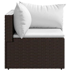 vidaXL Canap&eacute; d'angle de jardin avec coussins marron r&eacute;sine tress&eacute;e