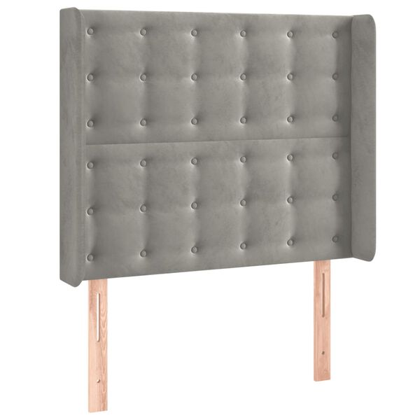 vidaXL T&ecirc;te de lit avec oreilles Gris clair 83x16x118/128 cm Velours