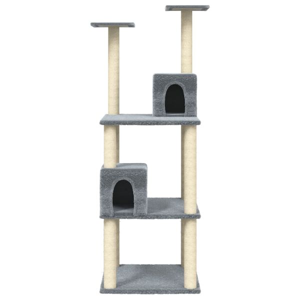 vidaXL Arbre à chat avec griffoirs en sisal Gris clair 141 cm