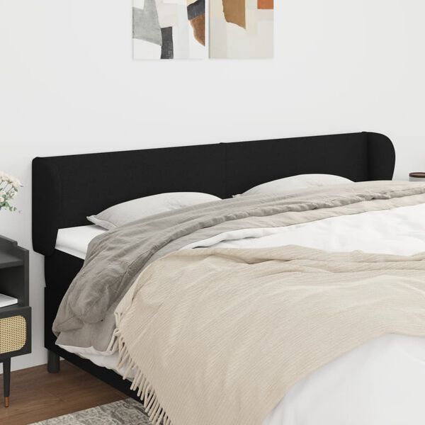 vidaXL T&ecirc;te de lit avec oreilles Noir 183x23x78/88 cm Tissu