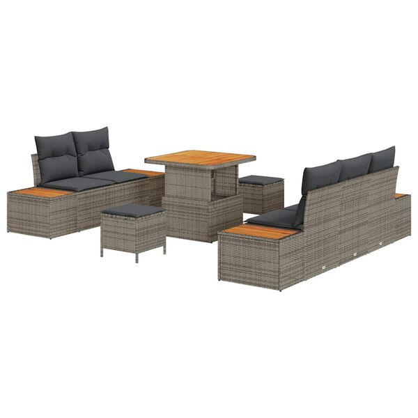 vidaXL Ensemble de canap&eacute; de jardin 8 pcs Gris clair et gris fonc&eacute;
