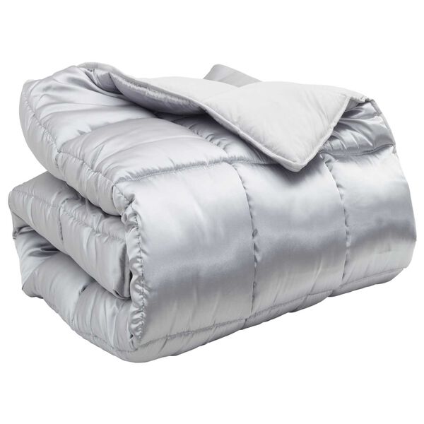 vidaXL Duvet d'hiver Argent&eacute; 220 x 260 cm Satin et Microfibre