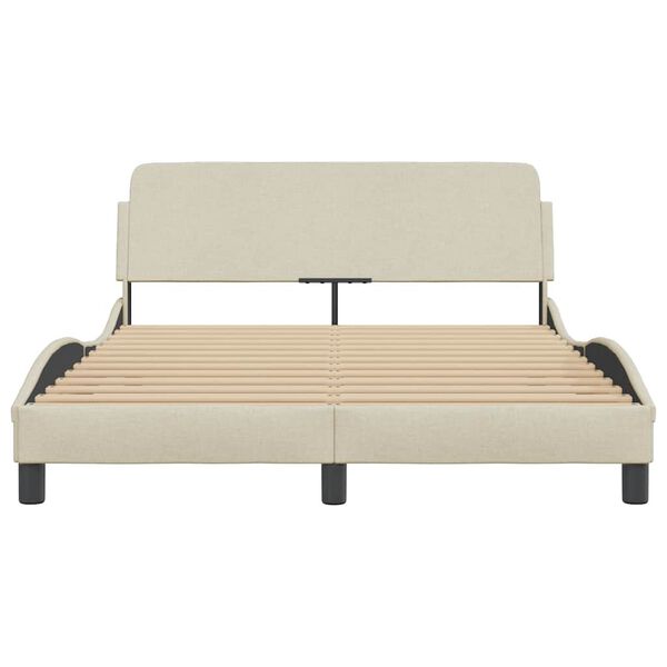 vidaXL Cadre de lit Dover cr&egrave;me 120x200 cm tissu