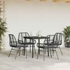 vidaXL Ensemble &agrave; manger de jardin et coussins 5 pcs noir rotin verre