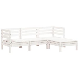 vidaXL Canap&eacute; de jardin 3 places et repose-pied blanc bois pin massif