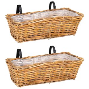 vidaXL Panier &agrave; jardini&egrave;re suspendu GENDT 2 pi&egrave;ces Brun Naturel