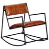 vidaXL Chaise &agrave; bascule Marron Cuir v&eacute;ritable